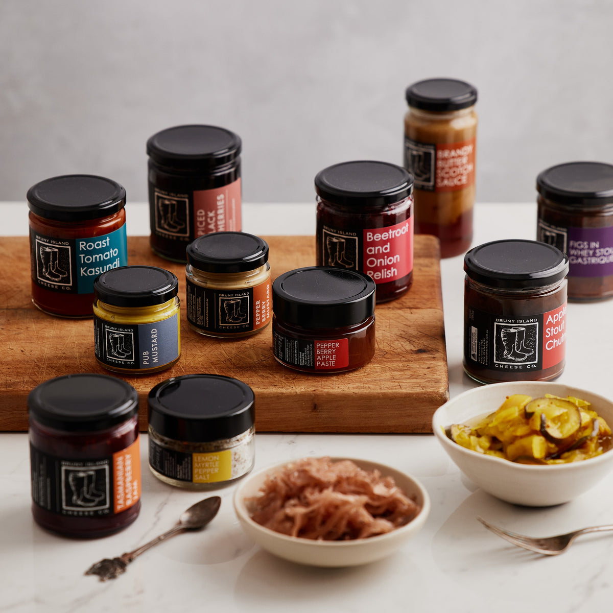 Bruny Island Cheese Co. condiments and Tasmanian pantry products